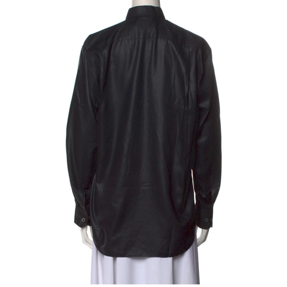 Pierre Balmain Black Sateen Button up shirt shiny blouse - Picture 3 of 6
